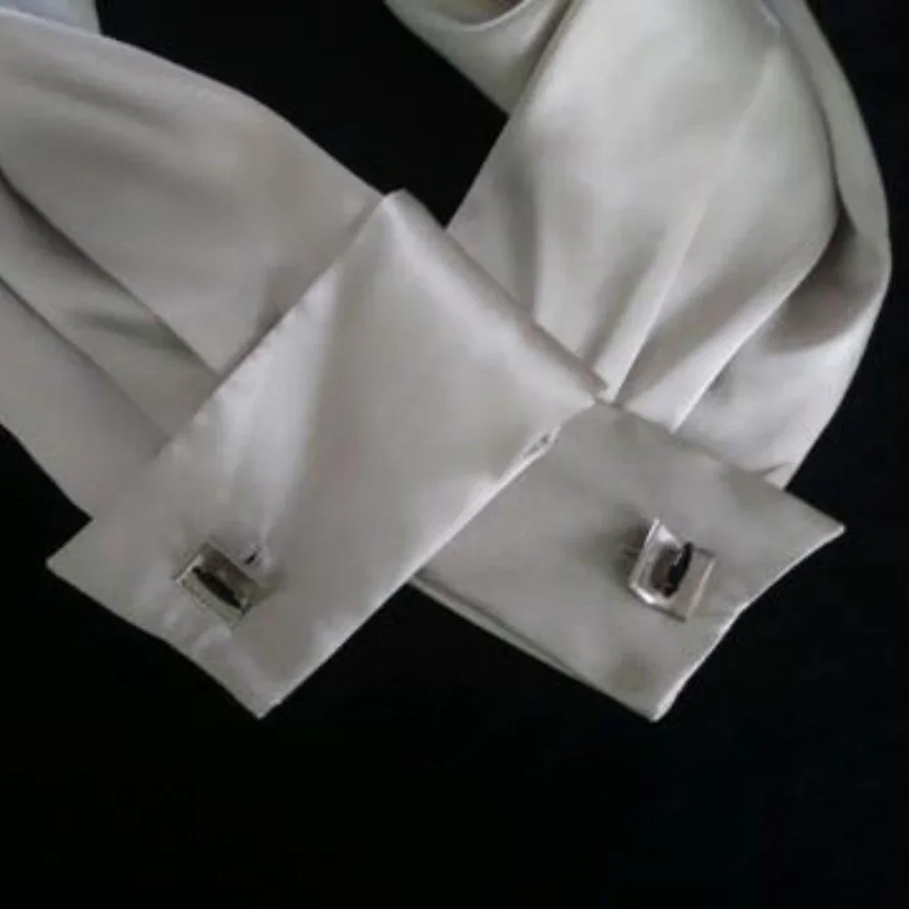 Vintage French Cuff Links - Silver with Black Stone